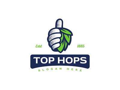 Top Hops Logo beer branding brew business cafe company logo design hops logo logo design logos mascot restaurant thumb vector