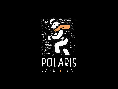 Polaris Cafe & Bar Logo bar bear business cafe coffee company company logo design drink logo logo design logos mascot polar bear rain restaurant silhouette simple tea winter