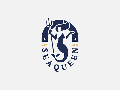 Mermaid Logo abstract branding business company design guardian logo logo design logos marine mermaid minimal ocean queen sea security simple trident vector
