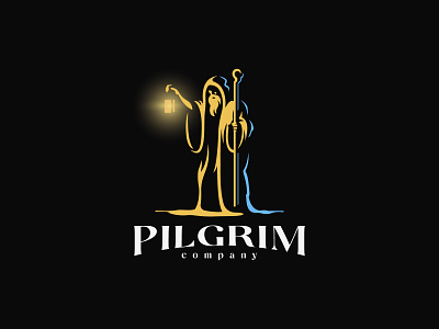 Pilgrim Logo adventure beard branding business culture design light logo logo design logos man muslim people pilgrim religion silhouette simple travel vector wizard