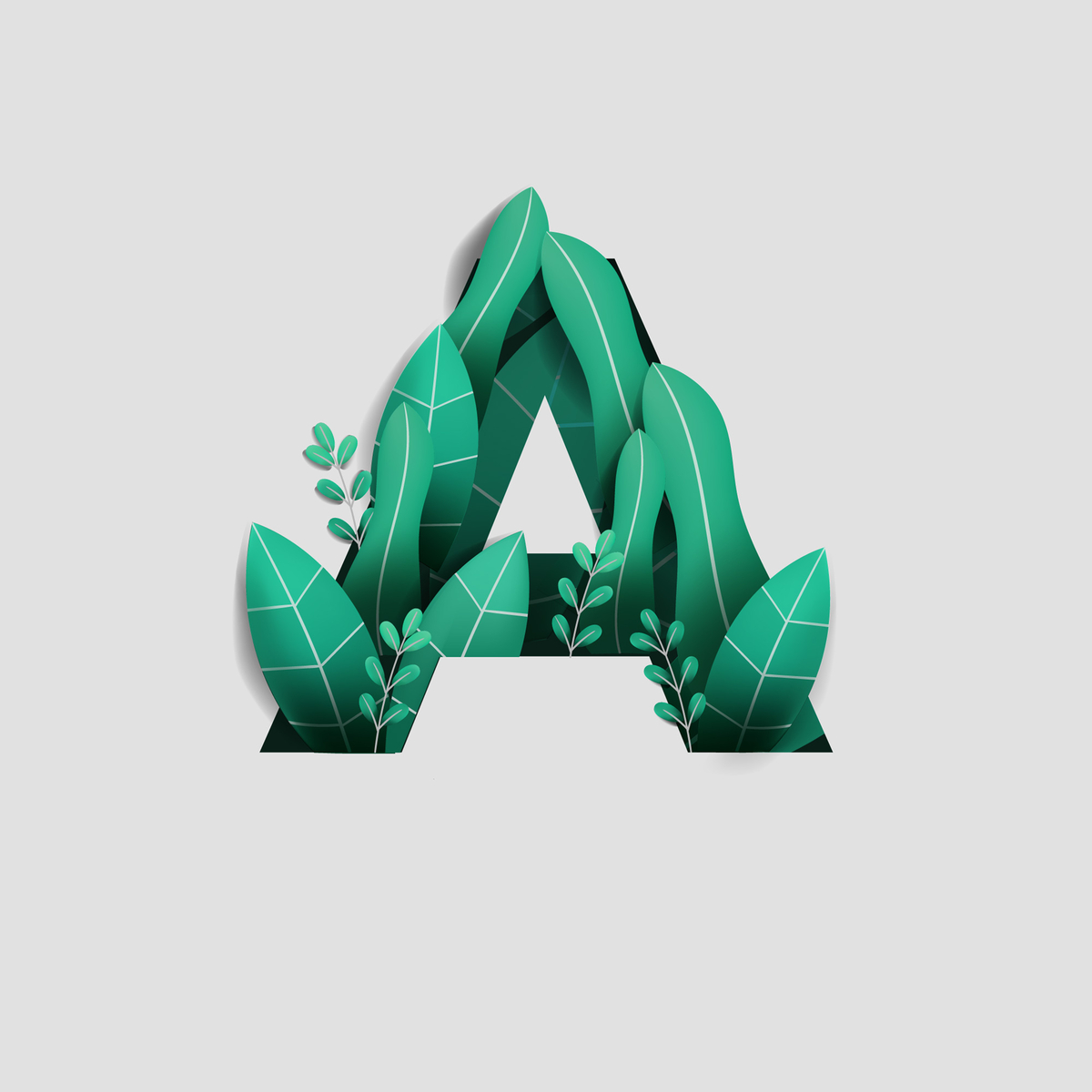 Letter A With Green Leaf Ornament by NRLMSTF on Dribbble