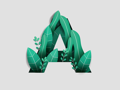 Letter A With Green Leaf Ornament