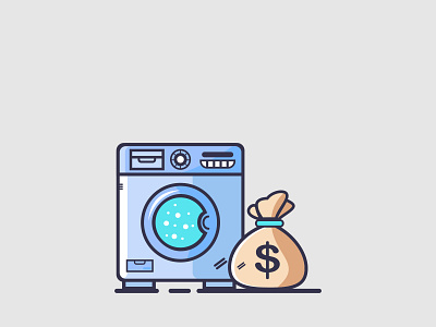 Logo Design Washing Machine And Money brand identity business clean company illustration laundry logo design logotype machine minimalist modern money washing washing machine