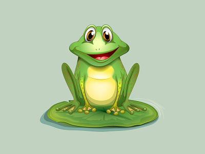 Happy Frog sitting on lotus leaf