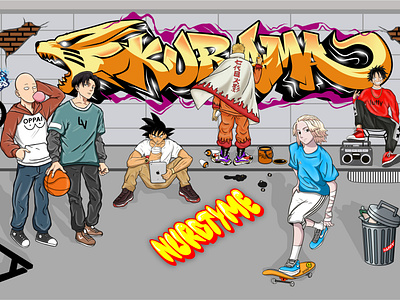 A bunch of anime hypebeast 3d anime branding cartoon character design goku graffiti hyprbeast illustration logo luffy mikey naruto onepiece saitama vector
