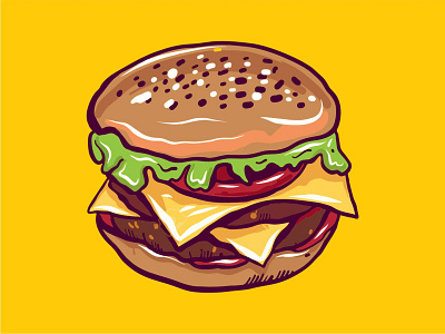 BURGER artwork branding burger burger king burger logo burger menu burgers design flat food grapic icon illustration logo tshirt typography vector yellow