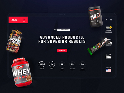 Lab Nutrition USA - Landing Desktop flat gym icons design lab landing layout design layout exploration minimal nutrition product design suplements ui usa ux web design