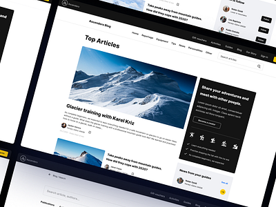 Ascendero - Blog adventure blog book booking climbing guide guides interface landing landing page mountain mountains travel traveling ui ux web web deisgn webdesign website