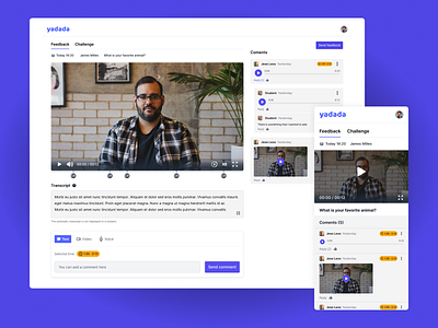 yadada - Teach More English Online challenge english feedback language record student teacher transcript ui ux video video platform website