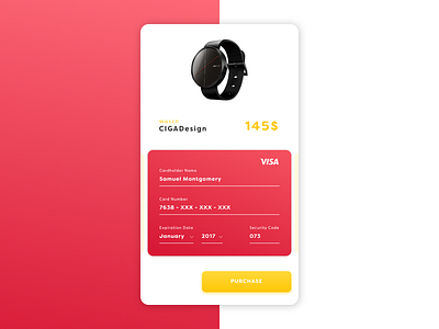 Daily UI #02 002 02 challenge checkout credit card dailyui interface ios red ui ux