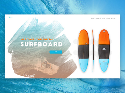 Daily UI #03 003 03 challenge dailyui interface landing surf surfboard ui ux watercolor website