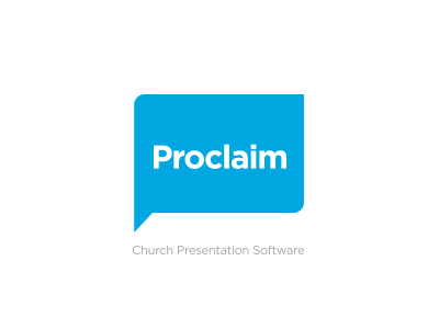 Proclaim Logo blue brand church logo proclaim quote bubble software
