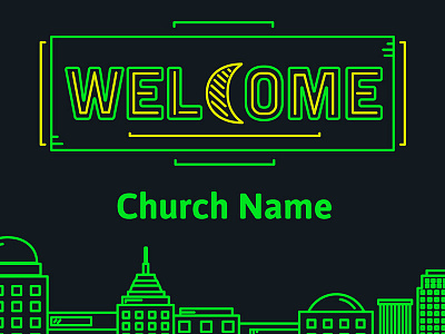 Neon Church - Proclaim bible building city illustration line art logos bible software moon neon neon sign scripture simple