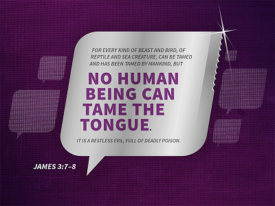 James 3:7–8 abstract bible illustration knife logos bible software purple scripture shapes simple sparkle speech bubble