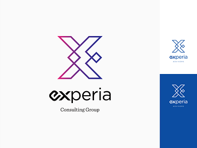 Experia arrows consulting e illustration logo merging simple typography x