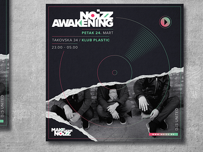 Noizz AWAKENING design dj electronic music event graphic design music party poster visual identity