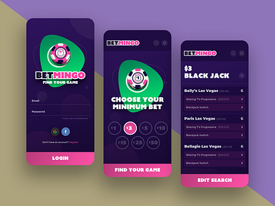 betmingo app app design design gambling iphonex mobile mobile app design mobile ui table games