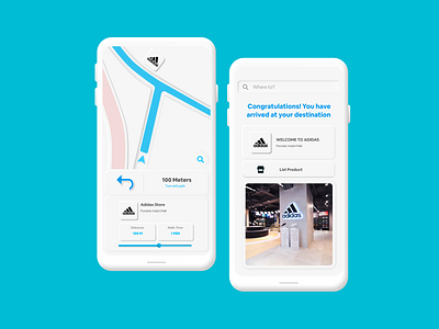 MapMall Apps - Neumorphism Style adidas app design illustration illustrator maps mobile mobile ui navigation navigation design shoes