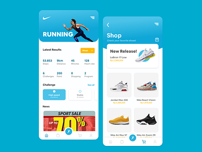 Nike run App app design illustration illustrator mobile mobile ui nike nike running nike shoes store design ui ux