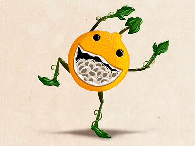 Sweet granadilla art character digital fruits illustration procreate