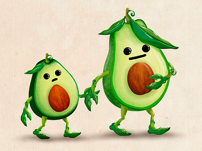 Avocados art character fruits illustration procreate