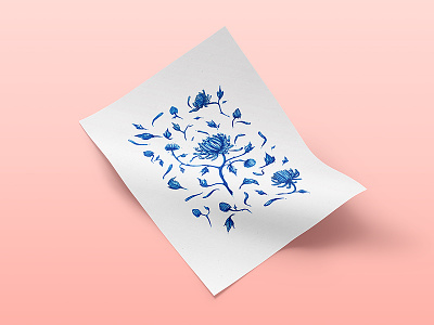 Chinese Porcelain Print Pattern blue flowers pattern print