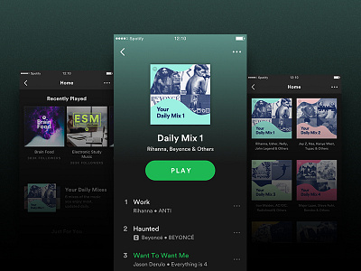 Spotify Daily Mixes app feature mobile music spotify ui ux