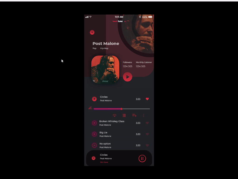 best.tune music app gif adobexd mobile app music player ui design