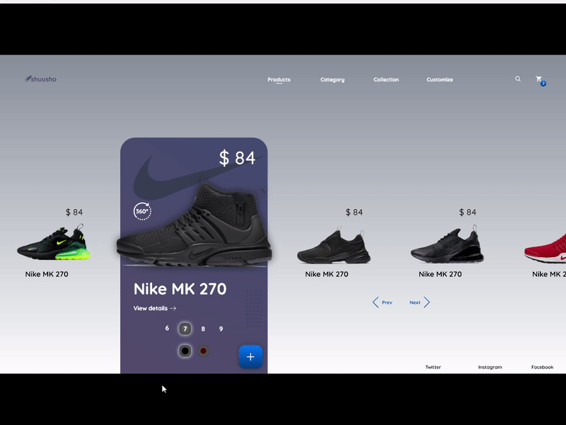 shuusho animation mockup shoes sneakers store ui design webdesign website