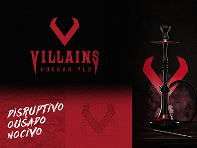 Villains Hookah Pub brand design branding design illustration illustrator logo minimal symbol typography vector