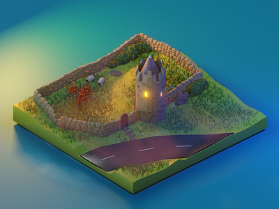 Doonagore Castle Ireland | Eevee 3d 3d art blender blender3d castle europe illustration ireland low poly lowpoly sheep