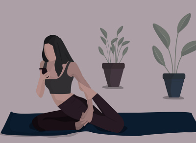 failing to focus and do yoga like all the other girls app art design flat illustration illustrator minimal ui vector web