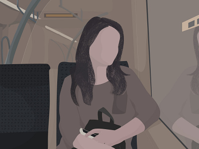 being lonely on the bus app art design flat illustration illustrator lonely minimal vector web