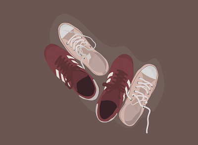 done with walking adidas app art converse couple design flat illustration illustrator minimal shoes vector walking web