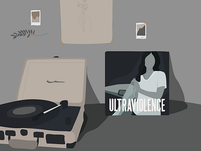 ultraviolence is a masterpiece app art design flat illustration illustrator lana del rey minimal ui ultraviolence vector vinyl vinyl cover web