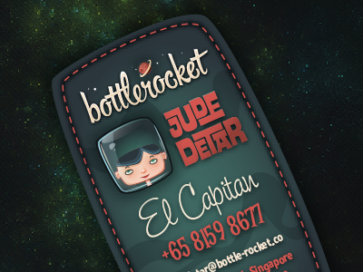 Bottlerocket Business Card branding business card retro space vector vintage