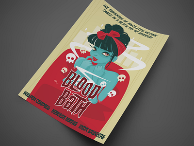 Blood Bath amp bath blood blue horror movie poster poster red retro yellow