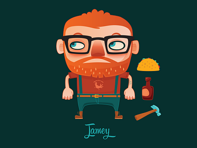 Jamey character hipster illustration orthodox redneck retro vector
