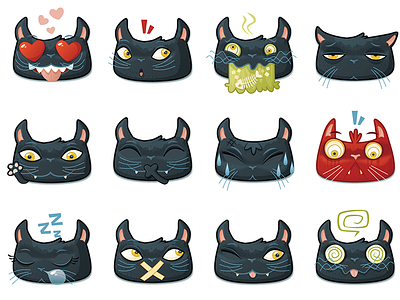 Black Cat Emojis black cat emoji emoticon icons smilies vector