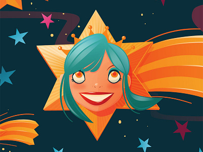 Star Bright girl green illustrator star vector