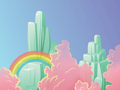 The Illustration That Got Lost When My Hard Disk Crashed adobe china clouds illustrator landscape mountain pink rainbow vector