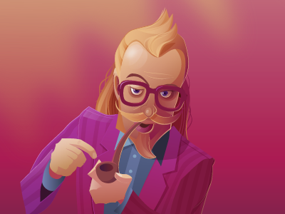 "Goofy Gallerist" WIP illustration illustrator purple hipster vector