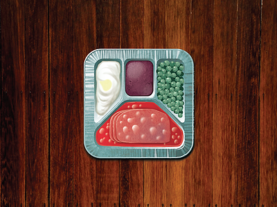 1960s TV Dinner cake icon illustration ios ipad iphone meat peas potatoes retro vector vintage