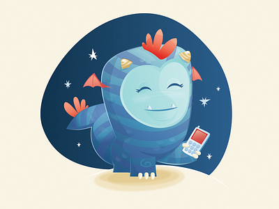 Sleepy Space Bunchie bunchy character illustration monster phone vector