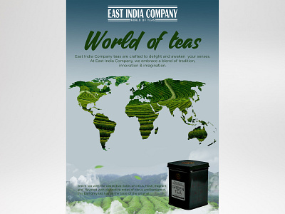 Green tea poster - East India Company redesign brand design brand identity branding package design packaging packaging design poster design redesign tea tea packaging
