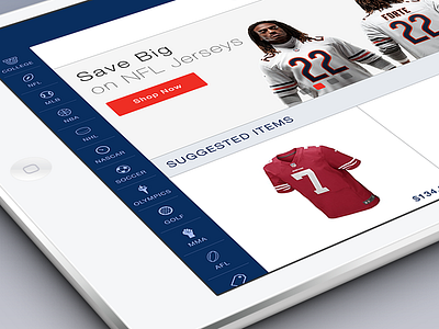 iPad eCommerce App Menu app ecommerce flat icons ios ipad menu navigation sport tablet ui ux