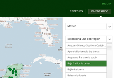 Biotree aplicación app bio busqueda inventory map mapa plantas search species tree árboles