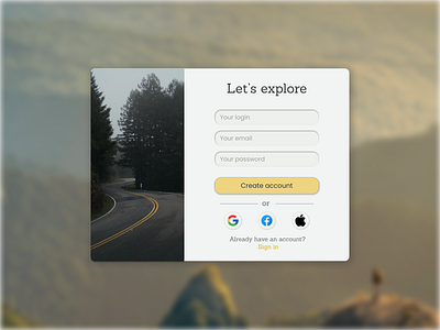 Daily UI :: 001 Sign Up - Travel Website