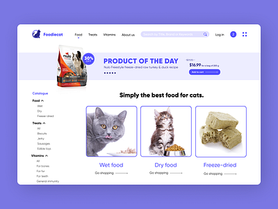 Cat food shop cat food catalogue desktop ecommerce pets shop web webdesign webpage