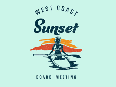 Sunset Board Meeting clean open water outdoor design paddleboarding surf surf and skate tshirt graphics water